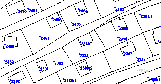 Parcela st. 2383 v KÚ Buchlovice, Katastrální mapa