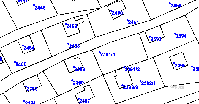 Parcela st. 2391/1 v KÚ Buchlovice, Katastrální mapa