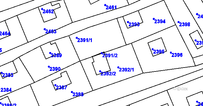 Parcela st. 2391/2 v KÚ Buchlovice, Katastrální mapa