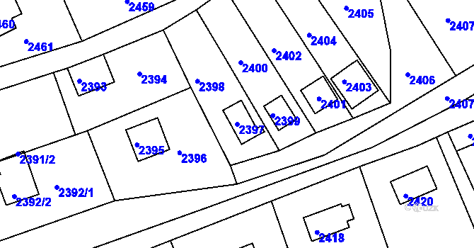 Parcela st. 2397 v KÚ Buchlovice, Katastrální mapa