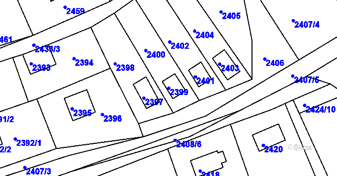 Parcela st. 2399 v KÚ Buchlovice, Katastrální mapa