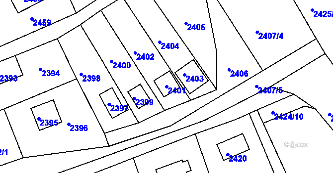 Parcela st. 2401 v KÚ Buchlovice, Katastrální mapa