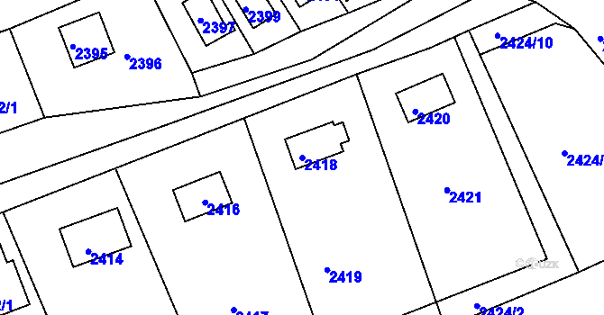 Parcela st. 2418 v KÚ Buchlovice, Katastrální mapa