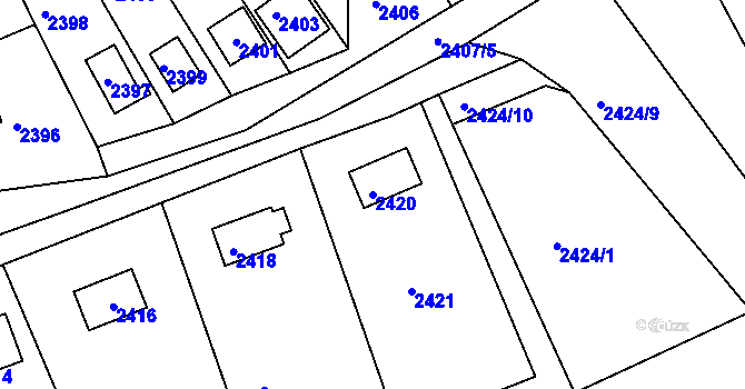 Parcela st. 2420 v KÚ Buchlovice, Katastrální mapa