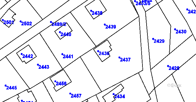 Parcela st. 2436 v KÚ Buchlovice, Katastrální mapa