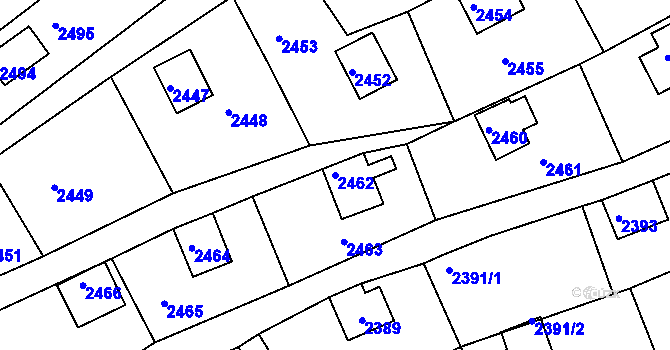 Parcela st. 2462 v KÚ Buchlovice, Katastrální mapa