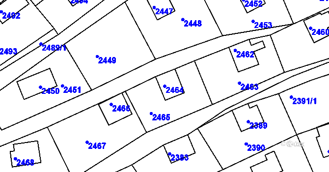 Parcela st. 2464 v KÚ Buchlovice, Katastrální mapa