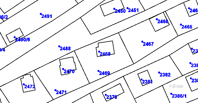 Parcela st. 2468 v KÚ Buchlovice, Katastrální mapa
