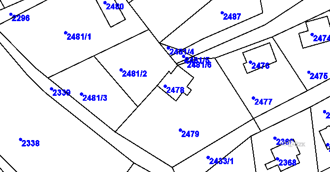 Parcela st. 2478 v KÚ Buchlovice, Katastrální mapa