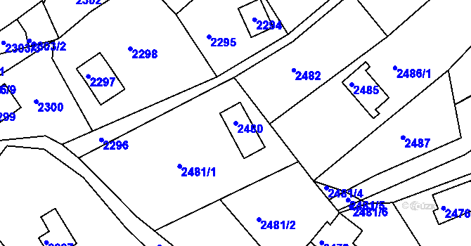 Parcela st. 2480 v KÚ Buchlovice, Katastrální mapa