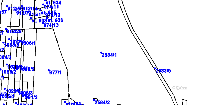 Parcela st. 2584/1 v KÚ Buchlovice, Katastrální mapa