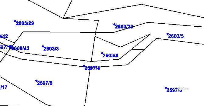 Parcela st. 2603/4 v KÚ Buchlovice, Katastrální mapa