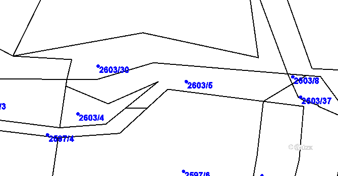 Parcela st. 2603/6 v KÚ Buchlovice, Katastrální mapa