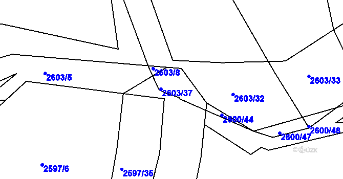 Parcela st. 2603/9 v KÚ Buchlovice, Katastrální mapa