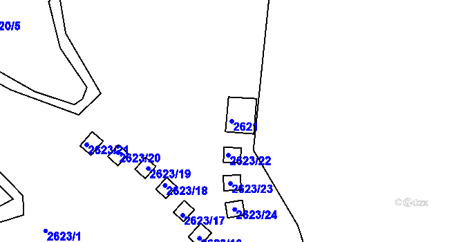 Parcela st. 2621 v KÚ Buchlovice, Katastrální mapa