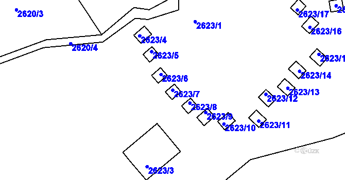 Parcela st. 2623/7 v KÚ Buchlovice, Katastrální mapa