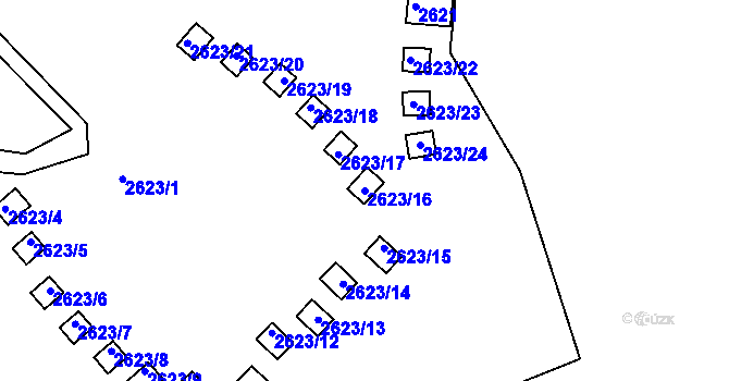 Parcela st. 2623/16 v KÚ Buchlovice, Katastrální mapa