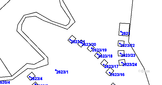 Parcela st. 2623/20 v KÚ Buchlovice, Katastrální mapa