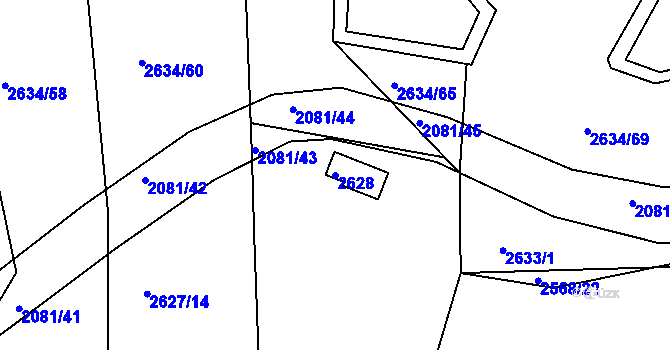 Parcela st. 2628 v KÚ Buchlovice, Katastrální mapa
