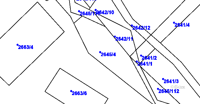 Parcela st. 2645/4 v KÚ Buchlovice, Katastrální mapa