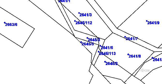 Parcela st. 2645/5 v KÚ Buchlovice, Katastrální mapa