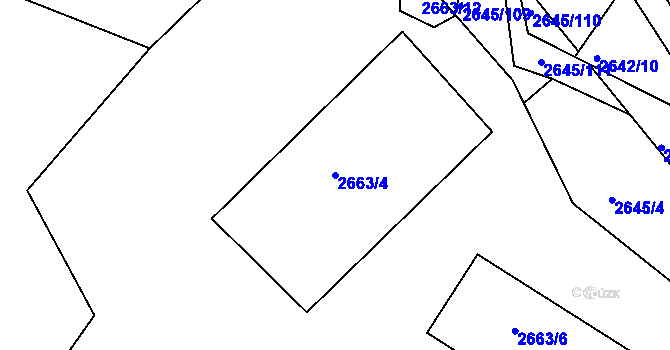 Parcela st. 2663/4 v KÚ Buchlovice, Katastrální mapa