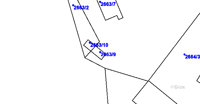 Parcela st. 2663/9 v KÚ Buchlovice, Katastrální mapa