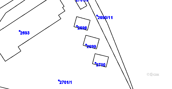 Parcela st. 2699 v KÚ Buchlovice, Katastrální mapa