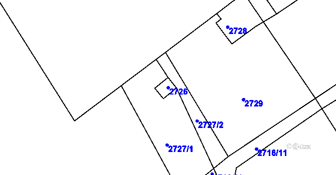 Parcela st. 2726 v KÚ Buchlovice, Katastrální mapa