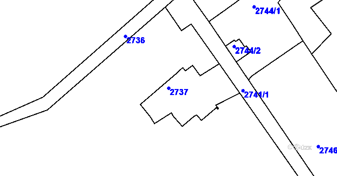 Parcela st. 2737 v KÚ Buchlovice, Katastrální mapa