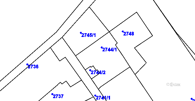 Parcela st. 2744 v KÚ Buchlovice, Katastrální mapa