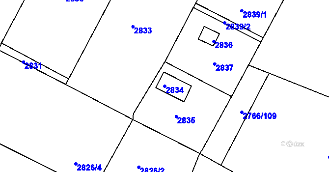 Parcela st. 2834 v KÚ Buchlovice, Katastrální mapa