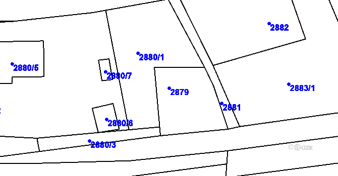 Parcela st. 2879 v KÚ Buchlovice, Katastrální mapa