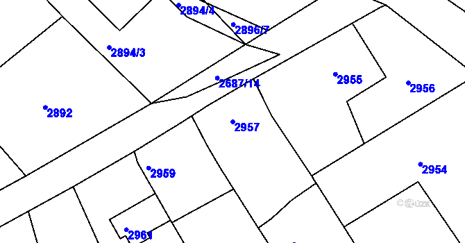Parcela st. 2957 v KÚ Buchlovice, Katastrální mapa
