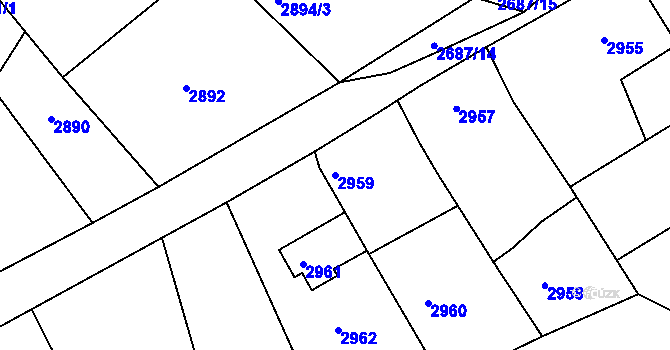 Parcela st. 2959 v KÚ Buchlovice, Katastrální mapa