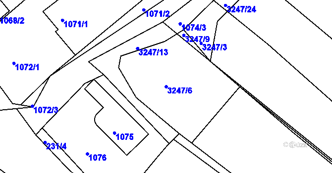 Parcela st. 3247/6 v KÚ Buchlovice, Katastrální mapa