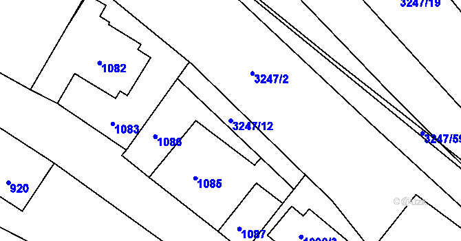 Parcela st. 3247/12 v KÚ Buchlovice, Katastrální mapa