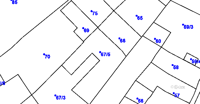 Parcela st. 67/5 v KÚ Buchlovice, Katastrální mapa