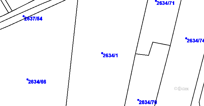 Parcela st. 2634/1 v KÚ Buchlovice, Katastrální mapa