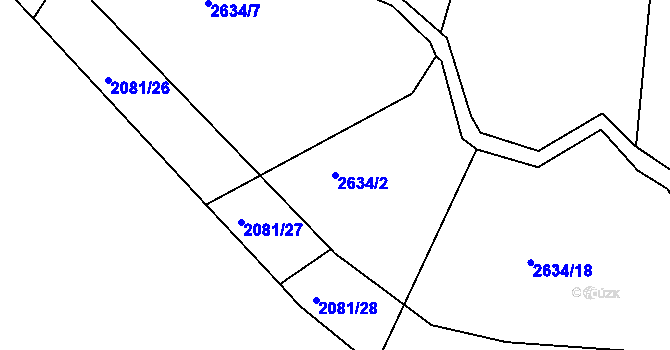 Parcela st. 2634/2 v KÚ Buchlovice, Katastrální mapa