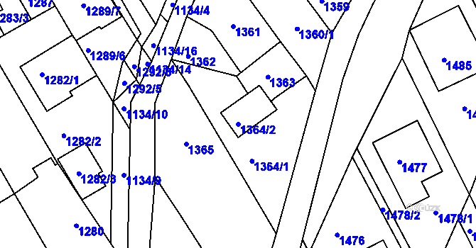 Parcela st. 1364/2 v KÚ Buchlovice, Katastrální mapa