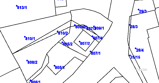 Parcela st. 807/2 v KÚ Buchlovice, Katastrální mapa