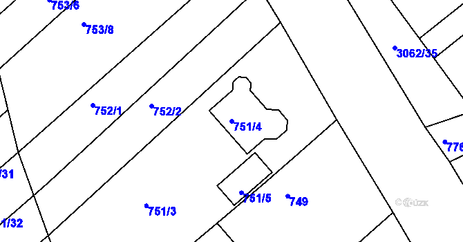 Parcela st. 751/4 v KÚ Buchlovice, Katastrální mapa
