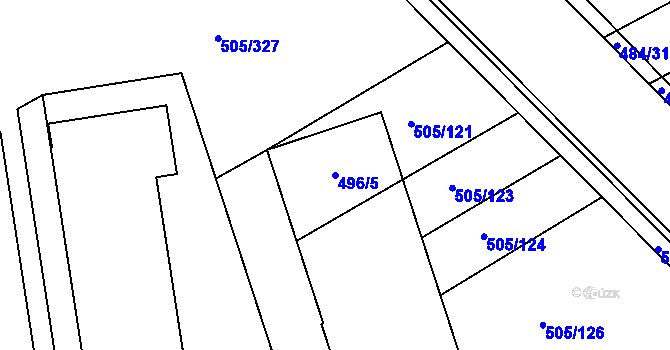 Parcela st. 496/5 v KÚ Buchlovice, Katastrální mapa
