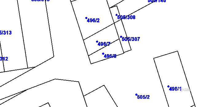 Parcela st. 496/8 v KÚ Buchlovice, Katastrální mapa