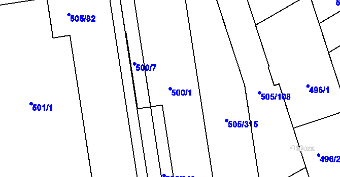 Parcela st. 500/1 v KÚ Buchlovice, Katastrální mapa