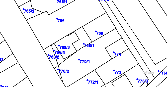 Parcela st. 768/1 v KÚ Buchlovice, Katastrální mapa