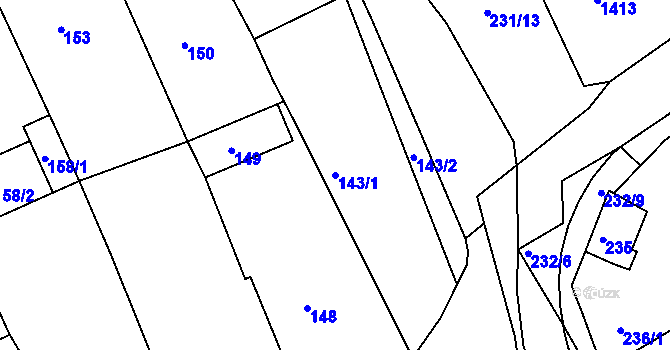 Parcela st. 143/1 v KÚ Buchlovice, Katastrální mapa