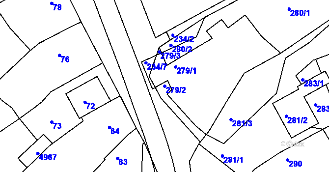 Parcela st. 279/2 v KÚ Buchlovice, Katastrální mapa