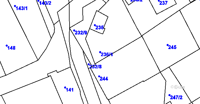 Parcela st. 236/1 v KÚ Buchlovice, Katastrální mapa
